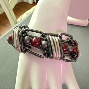 Sabika Chunky Multi Chain Silver Tone Beaded Chainlink Bracelet Winter 2010